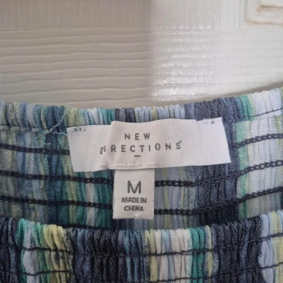 New Directions Blue Tie-dye Fairy Boho Blouse Ruffle Sleeve Size Medium - Picture 3 of 4